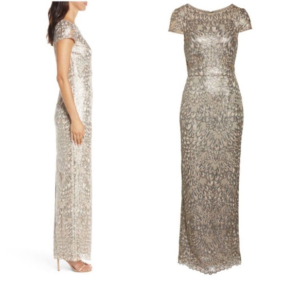 Adrianna Papell Abito Midi Con Perline E Mantella In Chiffon Per Donna